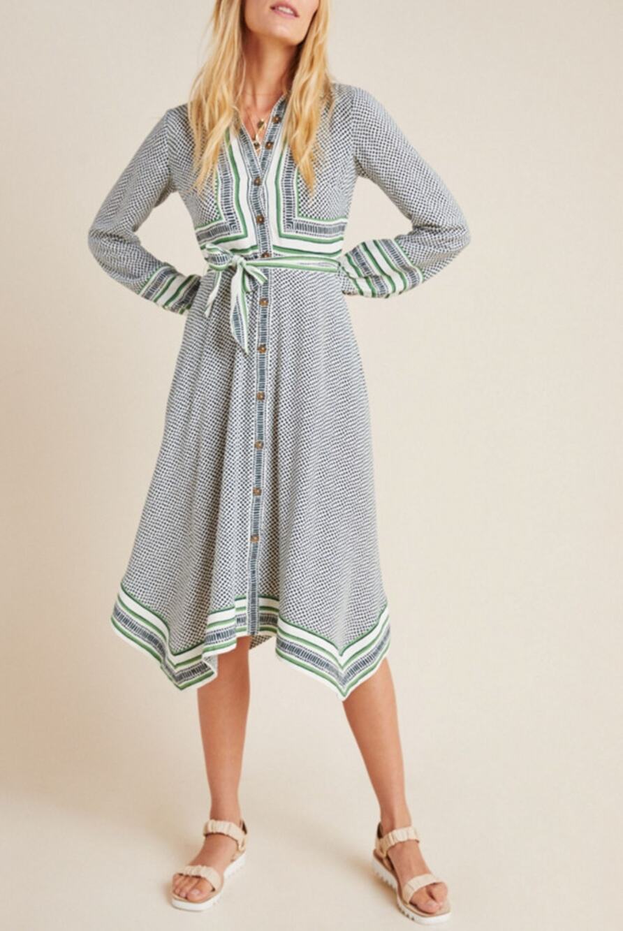 Anthropologie Dress Womens 0 Cream Maeve Constantine Shirtdress Polka Dot Midi